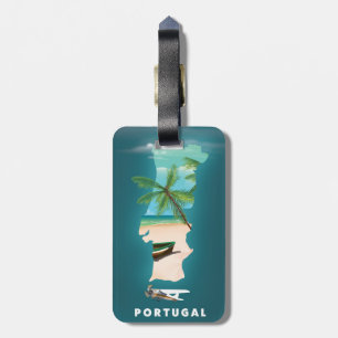 Reiseplakat-Druck Portugal Karte. Gepäckanhänger