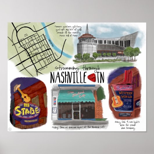 Reiseplakat: Durch Nashville, TN Poster (Vorne)