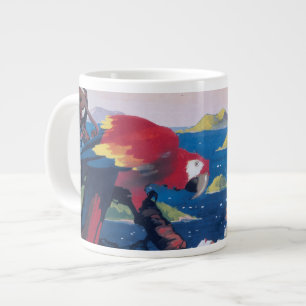Reiseplakat eines Wasserflugzeugs über der Karibik Jumbo-Tasse