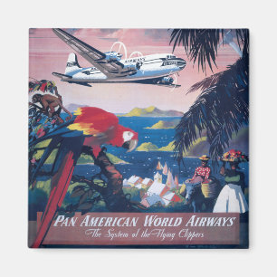 Reiseplakat eines Wasserflugzeugs über der Karibik Magnet