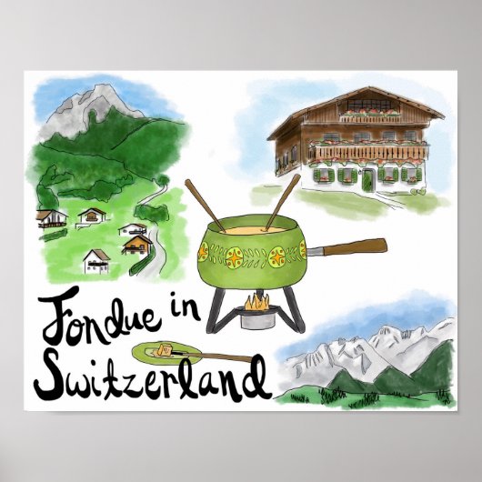 Reiseplakat: Fondue in der Schweiz Poster (Vorne)