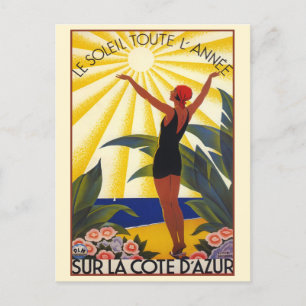 Reiseplakat Französische Riviera Cote d'Azur Frank Postkarte