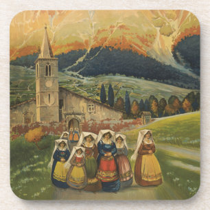 Reiseplakat für Abruzzo, Italien im Vintage-Stil. Getränkeuntersetzer