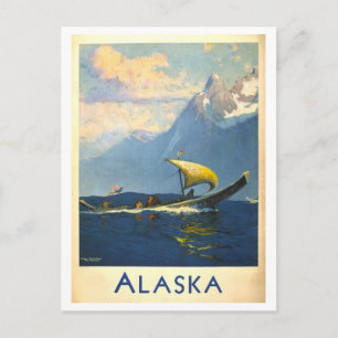 Reiseplakat für Alaska im Vintage-Stil Postkarte