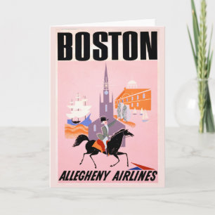 Reiseplakat für Allegheny Airlines nach Boston Karte
