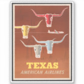 Reiseplakat für American Airlines nach Texas Aufkleber (Vorderseite)