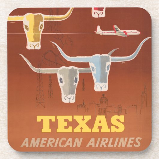 Reiseplakat für American Airlines nach Texas Getränkeuntersetzer (Vorderseite)