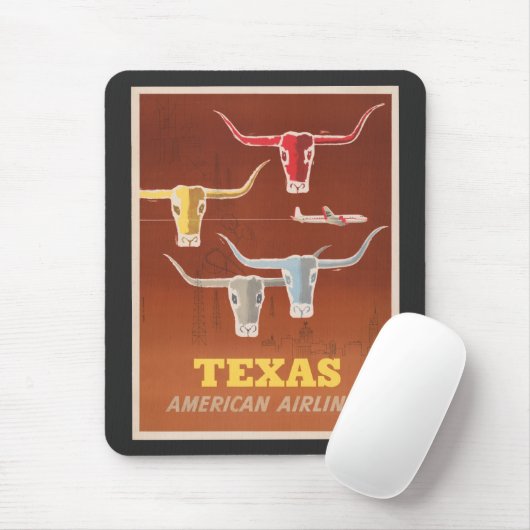 Reiseplakat für American Airlines nach Texas Mousepad (Mit Mouse)