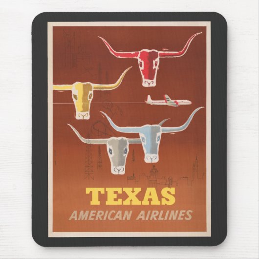 Reiseplakat für American Airlines nach Texas Mousepad (Vorne)