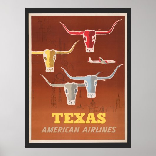 Reiseplakat für American Airlines nach Texas Poster (Vorne)