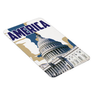 Reiseplakat für Amerika Magnet