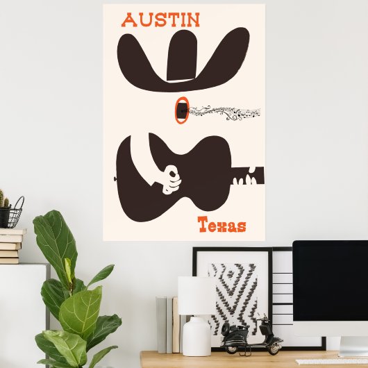 Reiseplakat für Austin, Texas. Poster (Heimbüro)
