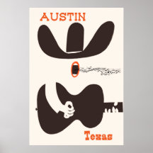 Reiseplakat für Austin, Texas.