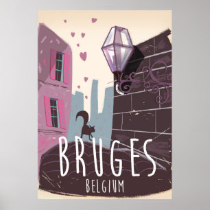 Reiseplakat für belgische Cartoon Brügge Poster