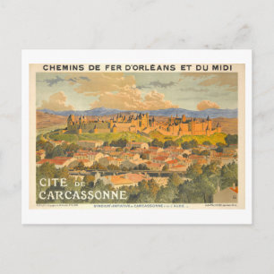 Reiseplakat für Carcassonne in Frankreich im Vinta Postkarte