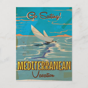 Reiseplakat für den Mittelmeerraum Postkarte
