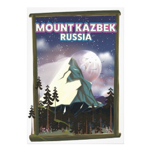 Reiseplakat für den Mount Kazbek in Russland. Fotodruck