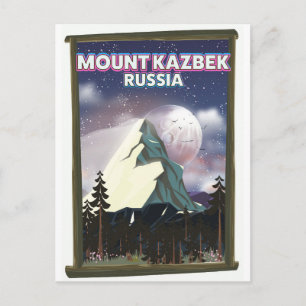 Reiseplakat für den Mount Kazbek in Russland. Postkarte