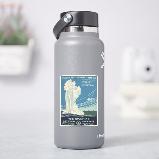 Reiseplakat für den Yellowstone Nationalpark Aufkleber (HydroFlask)
