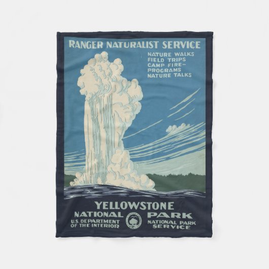 Reiseplakat für den Yellowstone Nationalpark Fleecedecke (Vorderseite)