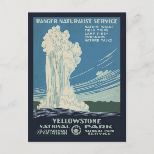 Reiseplakat für den Yellowstone Nationalpark Postkarte (Vorderseite)
