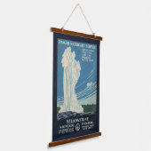 Reiseplakat für den Yellowstone Nationalpark Wandteppich Mit Holzrahmen (Gewinkelt)