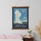 Reiseplakat für den Yellowstone Nationalpark Wandteppich Mit Holzrahmen (Schlafzimmer)