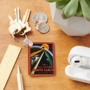 Reiseplakat für die Monte Carlo Auto-Rallye im Vin Schlüsselanhänger