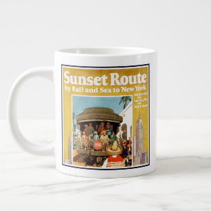 Reiseplakat für die Sunset-Route auf dem Schienen- Jumbo-Tasse