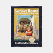 Reiseplakat für die Sunset Route mit Bahn und Schi Fleecedecke (Vorderseite)