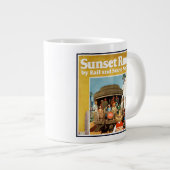 Reiseplakat für die Sunset Route mit Bahn und Schi Jumbo-Tasse (Vorderseite Rechts)