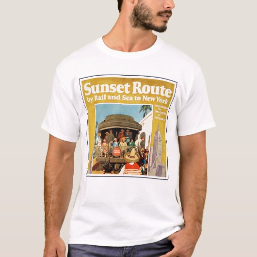 Reiseplakat für die Sunset Route mit Bahn und Schi T-Shirt (Vorderseite)