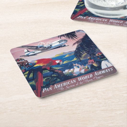 Reiseplakat für die Überfahrt über die Karibik Rechteckiger Pappuntersetzer (angewinkelt)