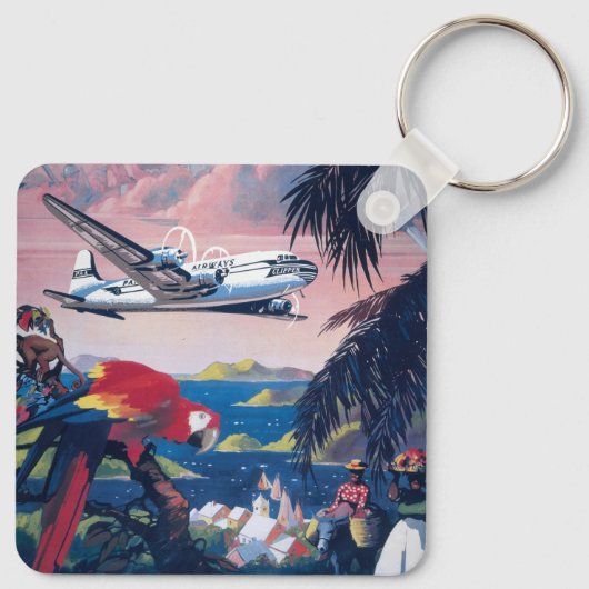 Reiseplakat für die Überfahrt über die Karibik Schlüsselanhänger (Rückseite)