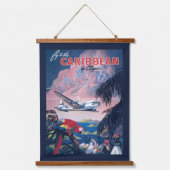 Reiseplakat für die Überfahrt über die Karibik Wandteppich Mit Holzrahmen (Vorderseite)