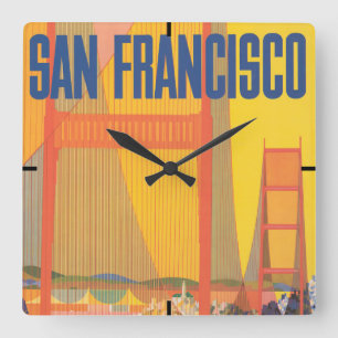 Reiseplakat für Flug Twa nach San Francisco Quadratische Wanduhr