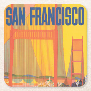 Reiseplakat für Flug Twa nach San Francisco Rechteckiger Pappuntersetzer