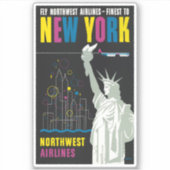 Reiseplakat für Flüge mit Northwest Airlines Aufkleber (Vorderseite)