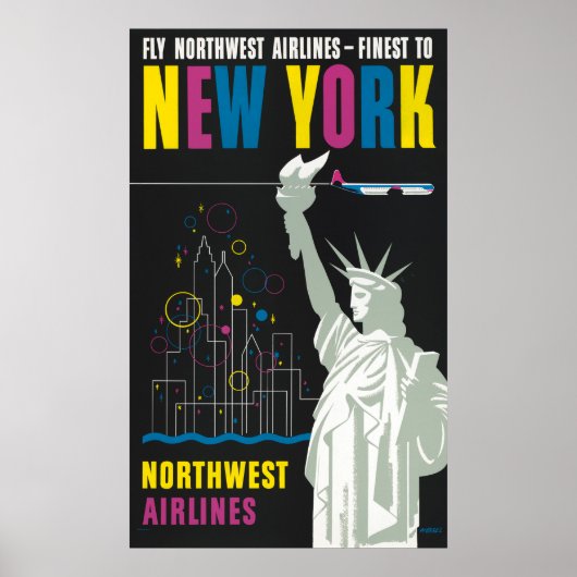 Reiseplakat für Flüge mit Northwest Airlines Poster (Vorne)