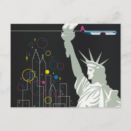 Reiseplakat für Flüge mit Northwest Airlines Postkarte (Vorderseite)