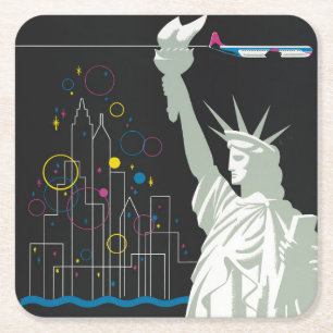 Reiseplakat für Flüge mit Northwest Airlines Rechteckiger Pappuntersetzer