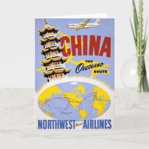 Reiseplakat für Fluggesellschaften aus Nordwesteur Karte