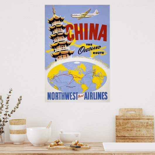 Reiseplakat für Fluggesellschaften aus Nordwesteur Poster (Küche)