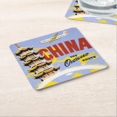 Reiseplakat für Fluggesellschaften aus Nordwesteur Rechteckiger Pappuntersetzer (angewinkelt)