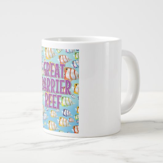 Reiseplakat für Great Barrier Reef Cartoon Jumbo-Tasse (Vorderseite Rechts)