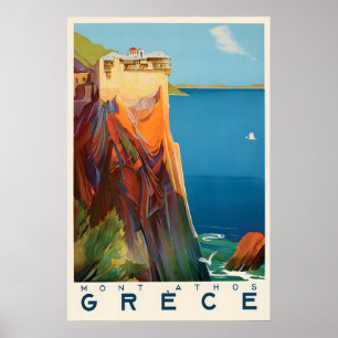 Reiseplakat für Griechenland im Vintage-Stil, Klos Poster