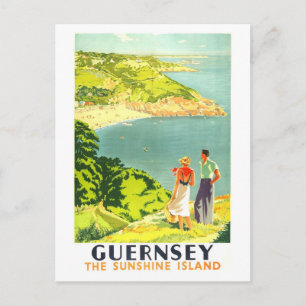 Reiseplakat für Guernsey im Vintage-Stil Postkarte
