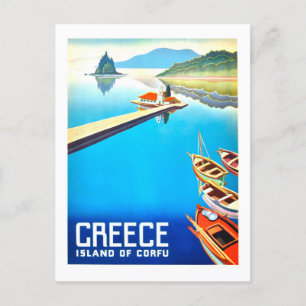 Reiseplakat für Korfu in Griechenland im Vintage-S Postkarte