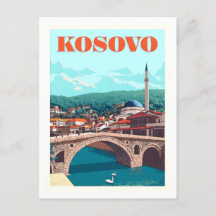 Reiseplakat für Kosovo im Vintage-Stil Postkarte