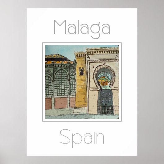 Reiseplakat für Malaga Spanien Poster (Vorne)